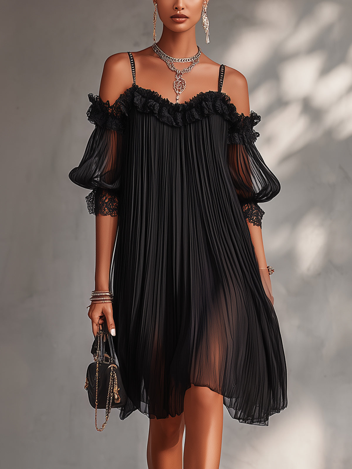 Juliette | Mini-robe noire en dentelle