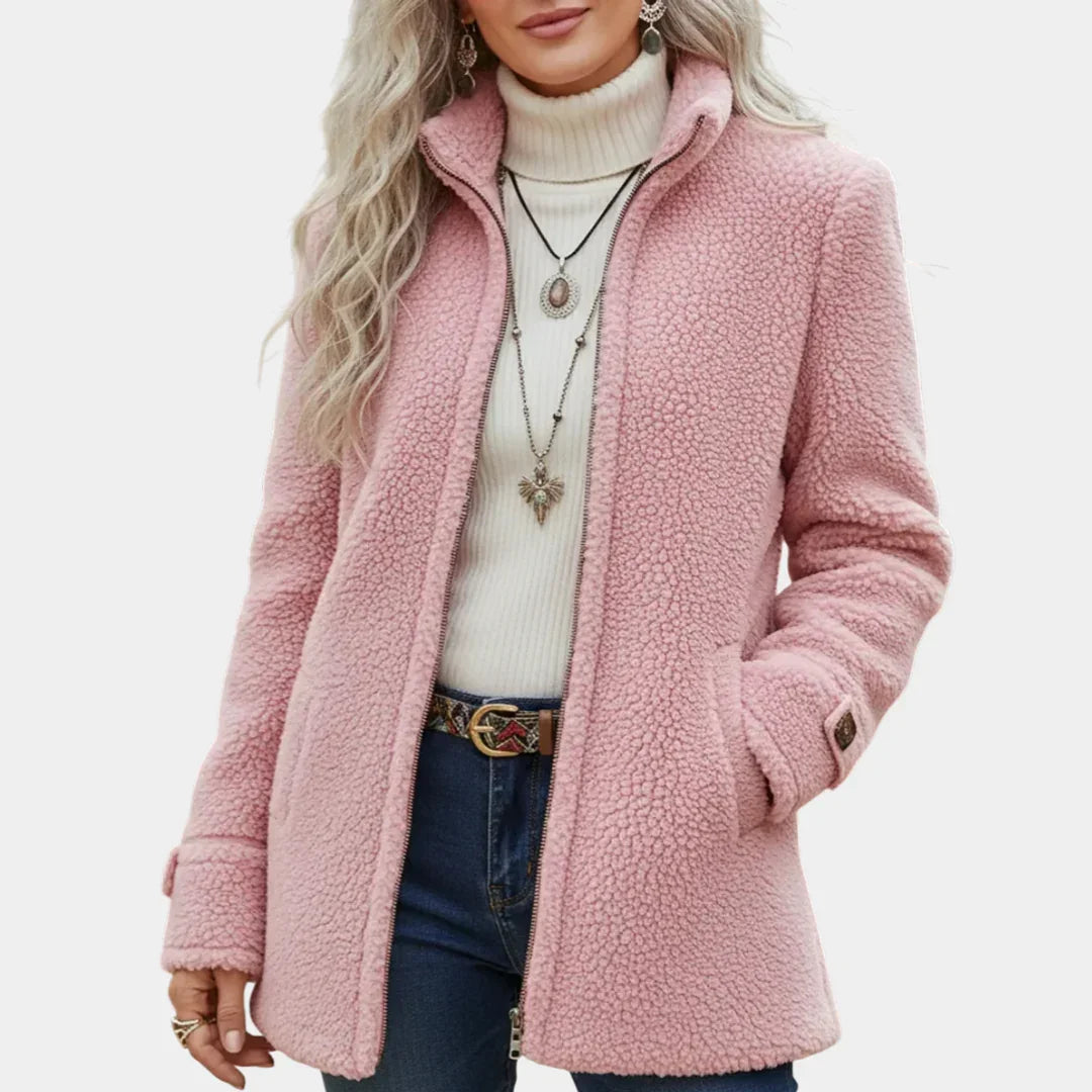 Lise | manteau intermédiaire doux avec fermeture éclair