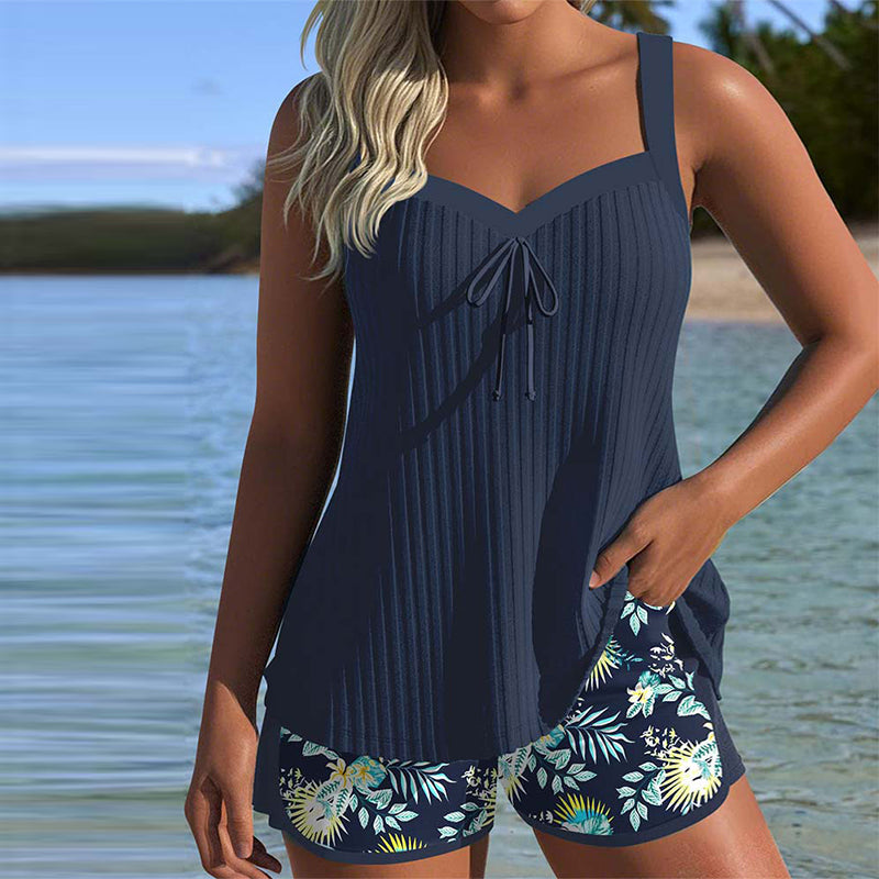 Laura | Tankini Rayé avec Short de Plage