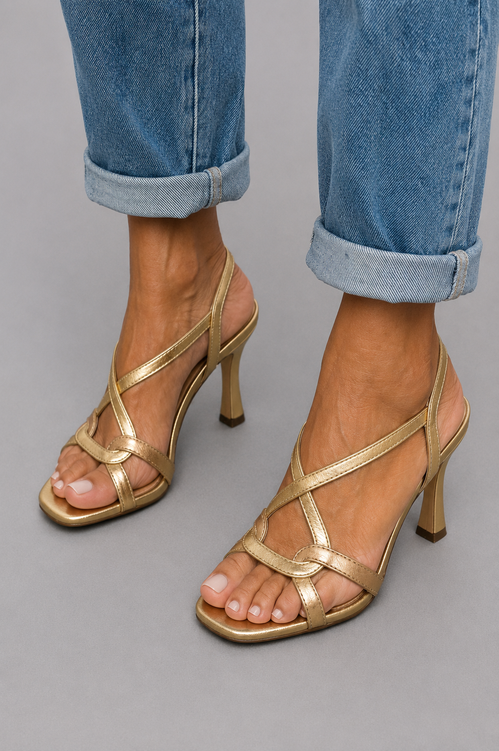 Romee | Sandales à talons dorées élégantes