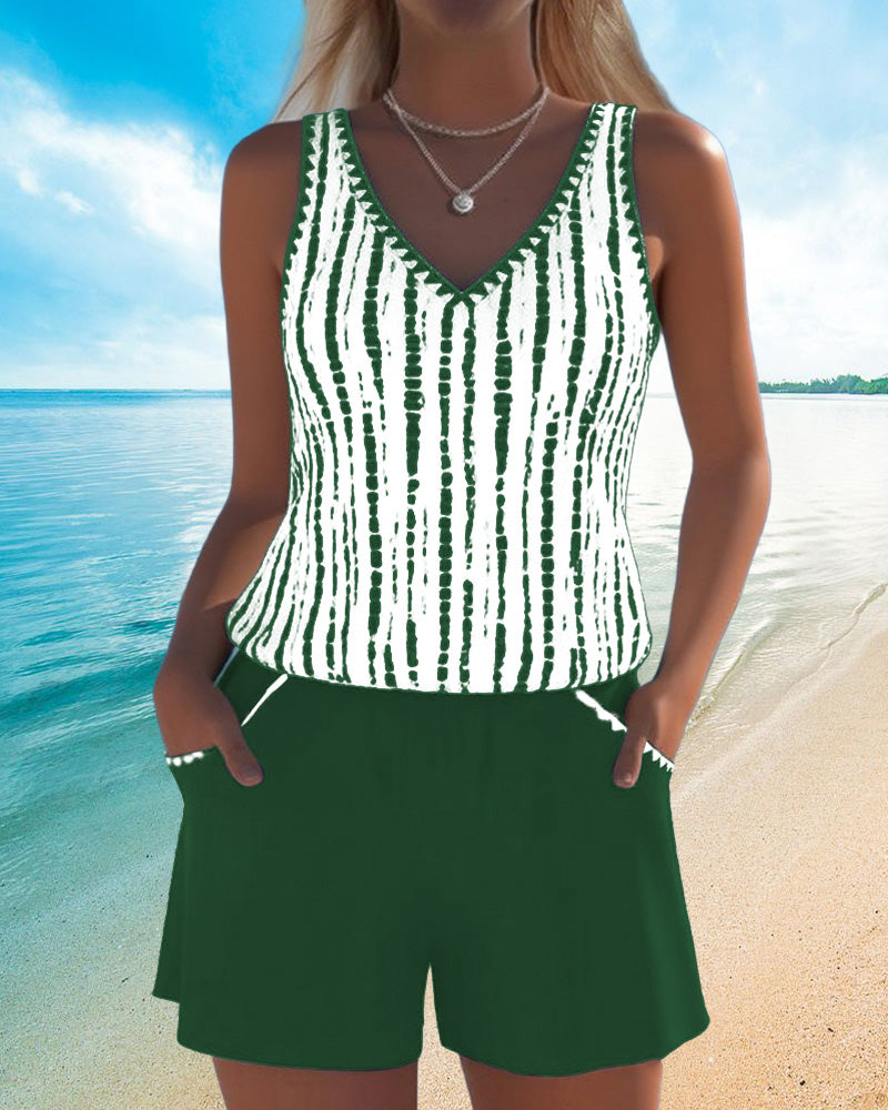 Mia | Maillot de bain décontracté deux pièces avec imprimé et poches