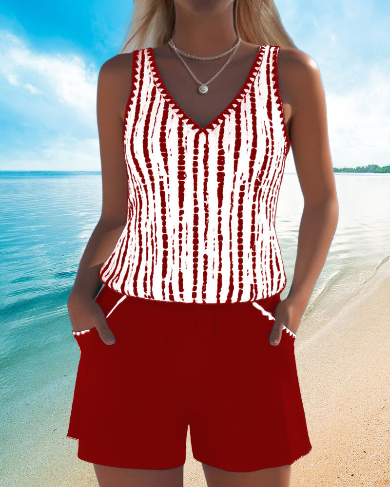 Mia | Maillot de bain décontracté deux pièces avec imprimé et poches