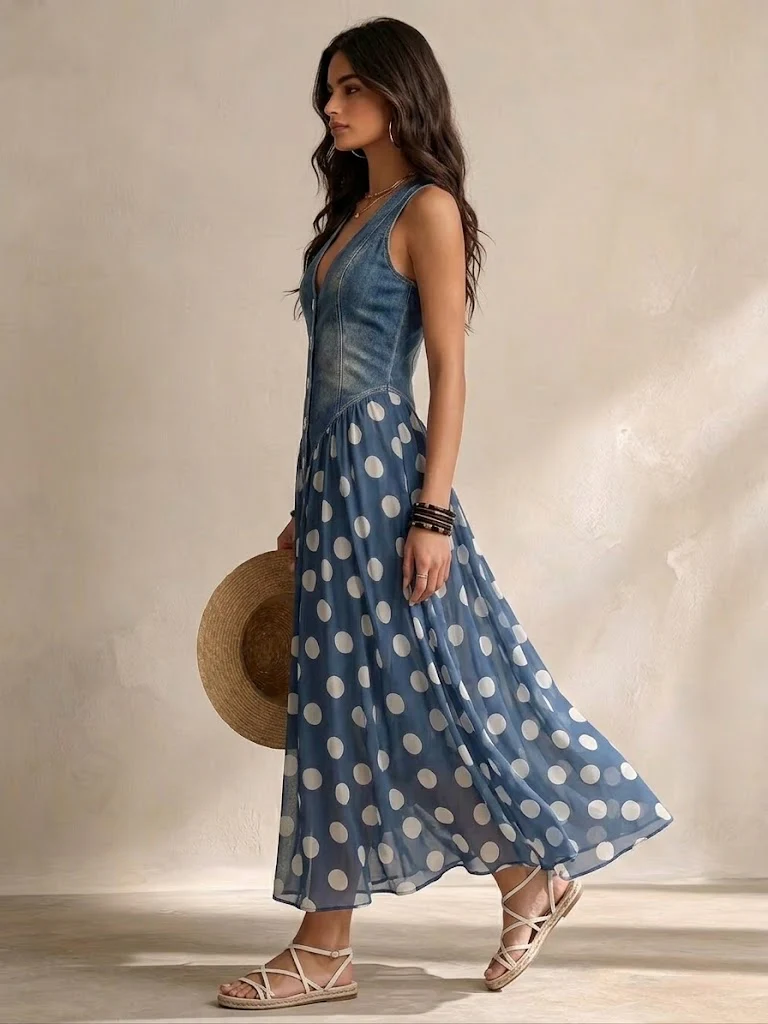 Celia | Robe midi fluide à pois