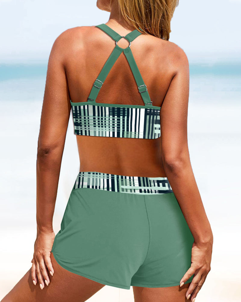 Janette | Bikini Taille Haute à Rayures