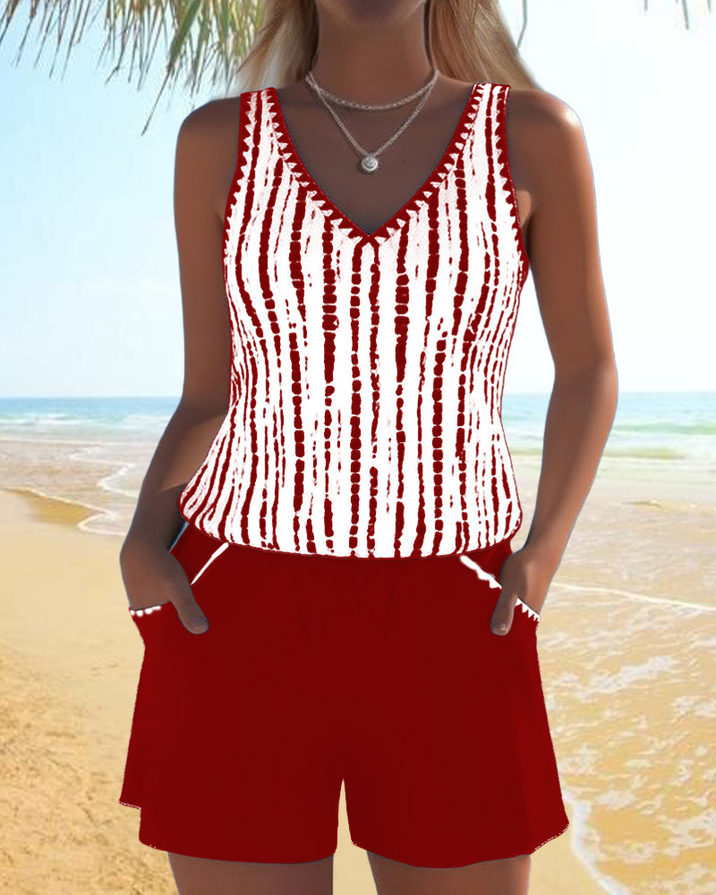 Mia | Maillot de bain décontracté deux pièces avec imprimé et poches