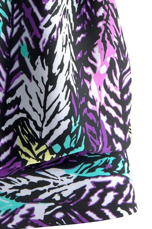 penacho | Ensemble de tankini avec motif de plumes qui couvre le ventre
