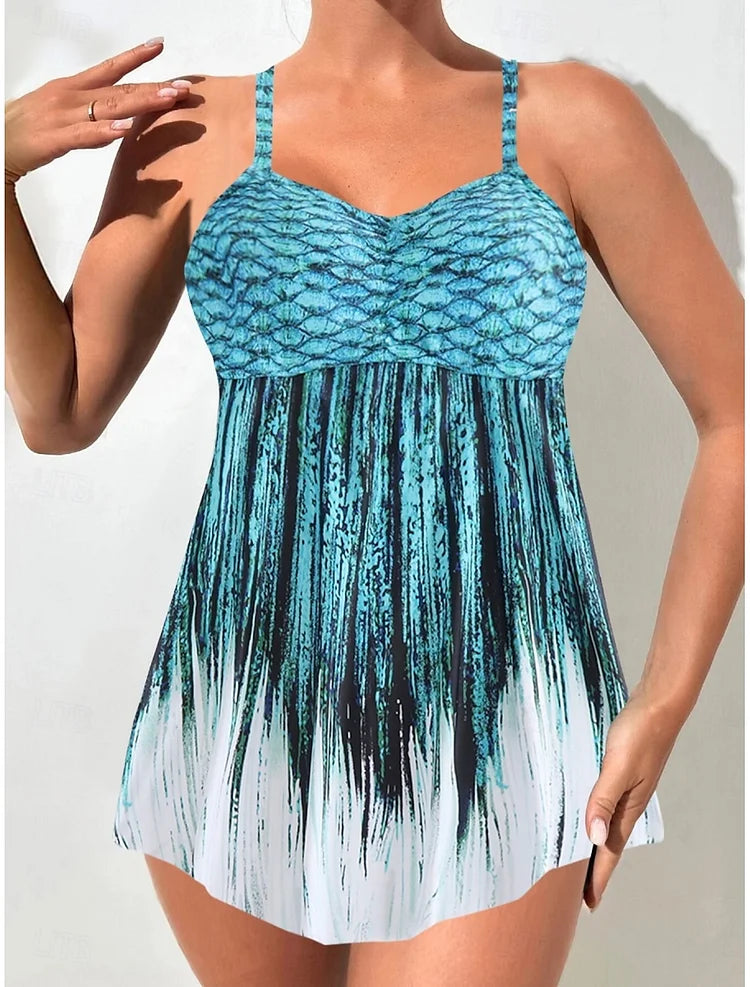 Perla | Ensemble de maillot de bain avec imprimé de sirène qui couvre le ventre