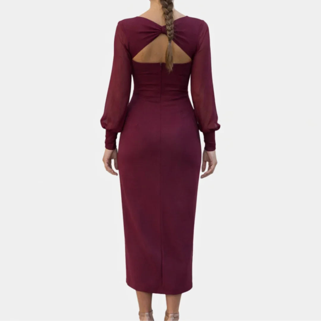 Lucie | Robe Midi Croisée avec Manches