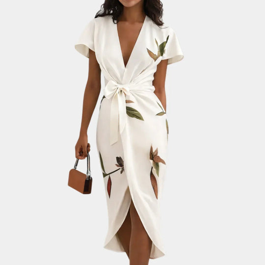 Agathe | Robe portefeuille élégante avec imprimé floral