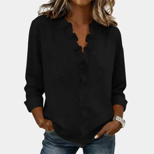Flavie | Blouse avec décolleté en V et volants délicats