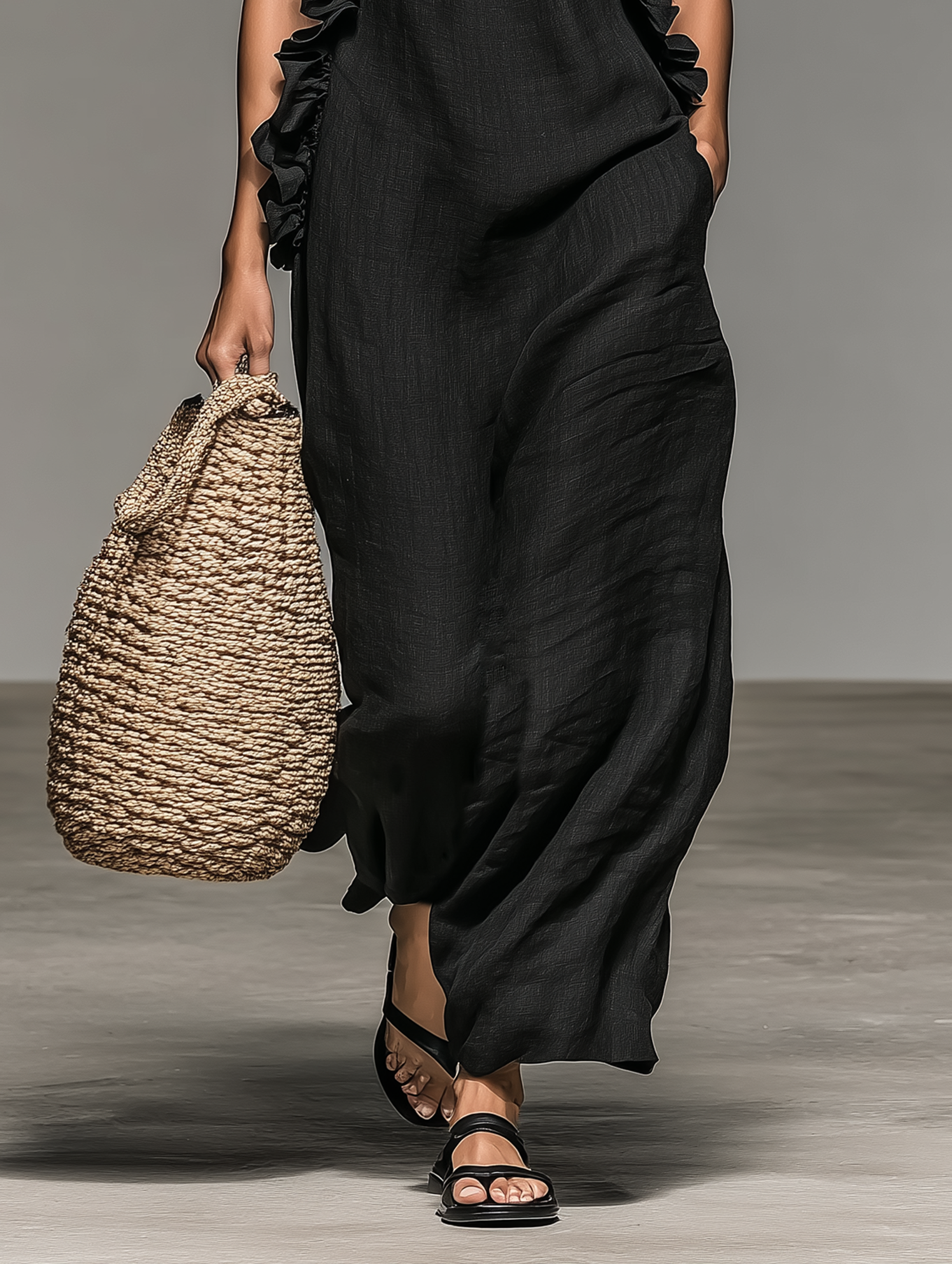 Gabrielle | Robe maxi fluide à volants