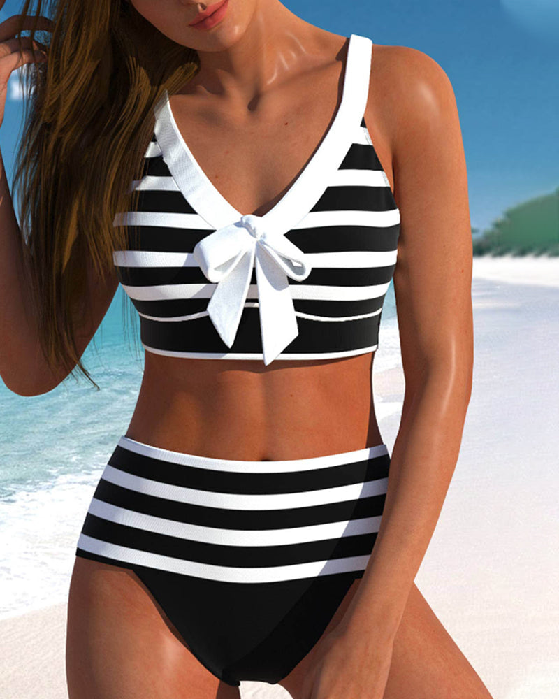 Lula | Bikini à rayures taille haute