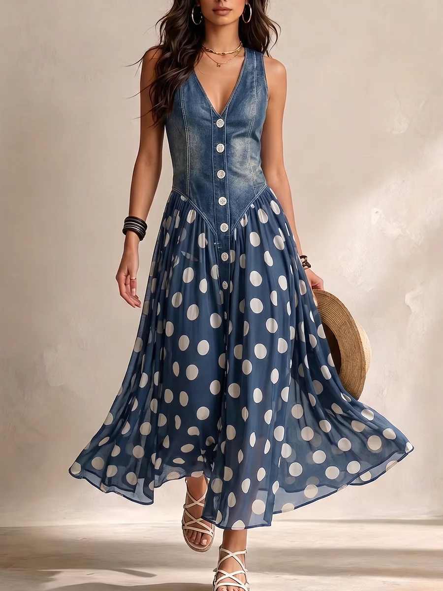 Celia | Robe midi fluide à pois