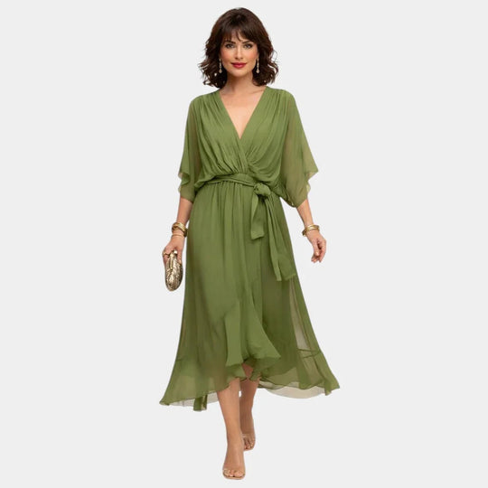 Carmen | Robe en chiffon avec décolleté en V