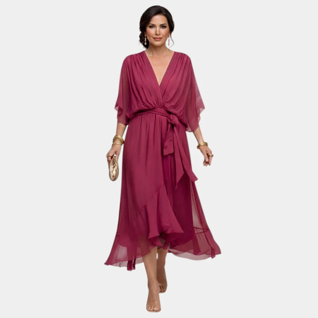 Carmen | Robe en chiffon avec décolleté en V