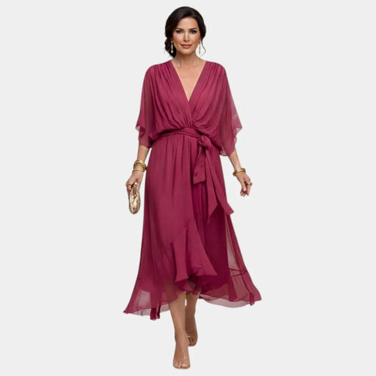Carmen | Robe en chiffon avec décolleté en V