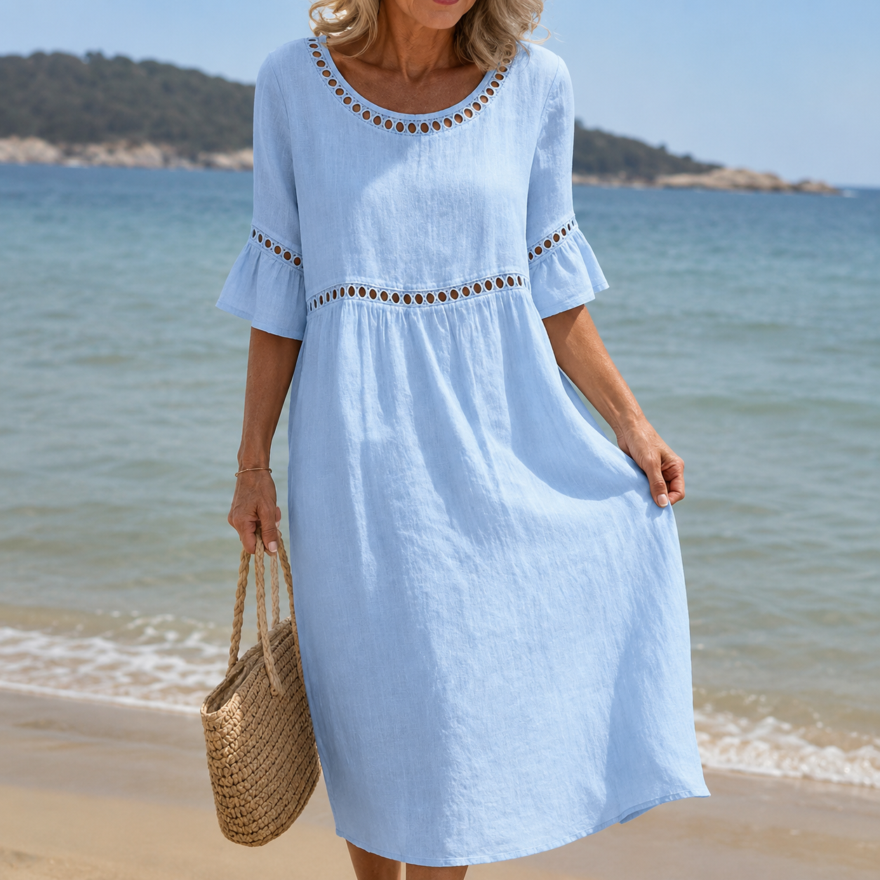 Brigitte | Robe Longue en Lin Effet Ventre Plat