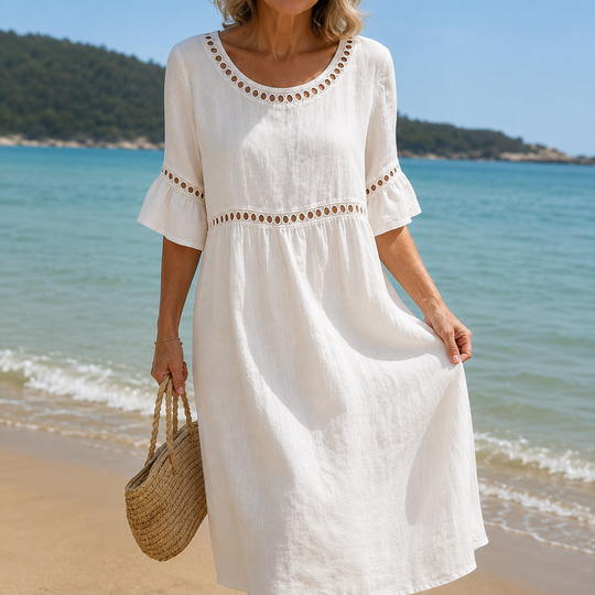 Brigitte | Robe Longue en Lin Effet Ventre Plat