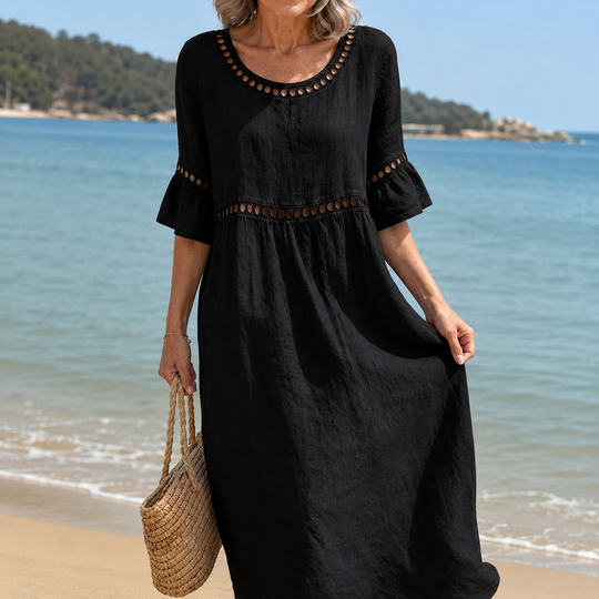 Brigitte | Robe Longue en Lin Effet Ventre Plat