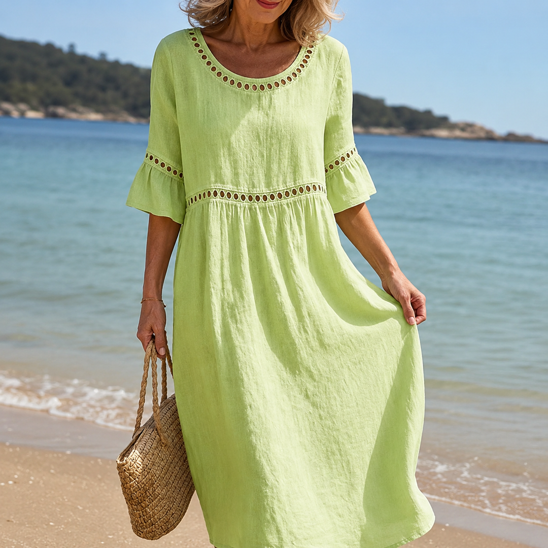 Brigitte | Robe Longue en Lin Effet Ventre Plat
