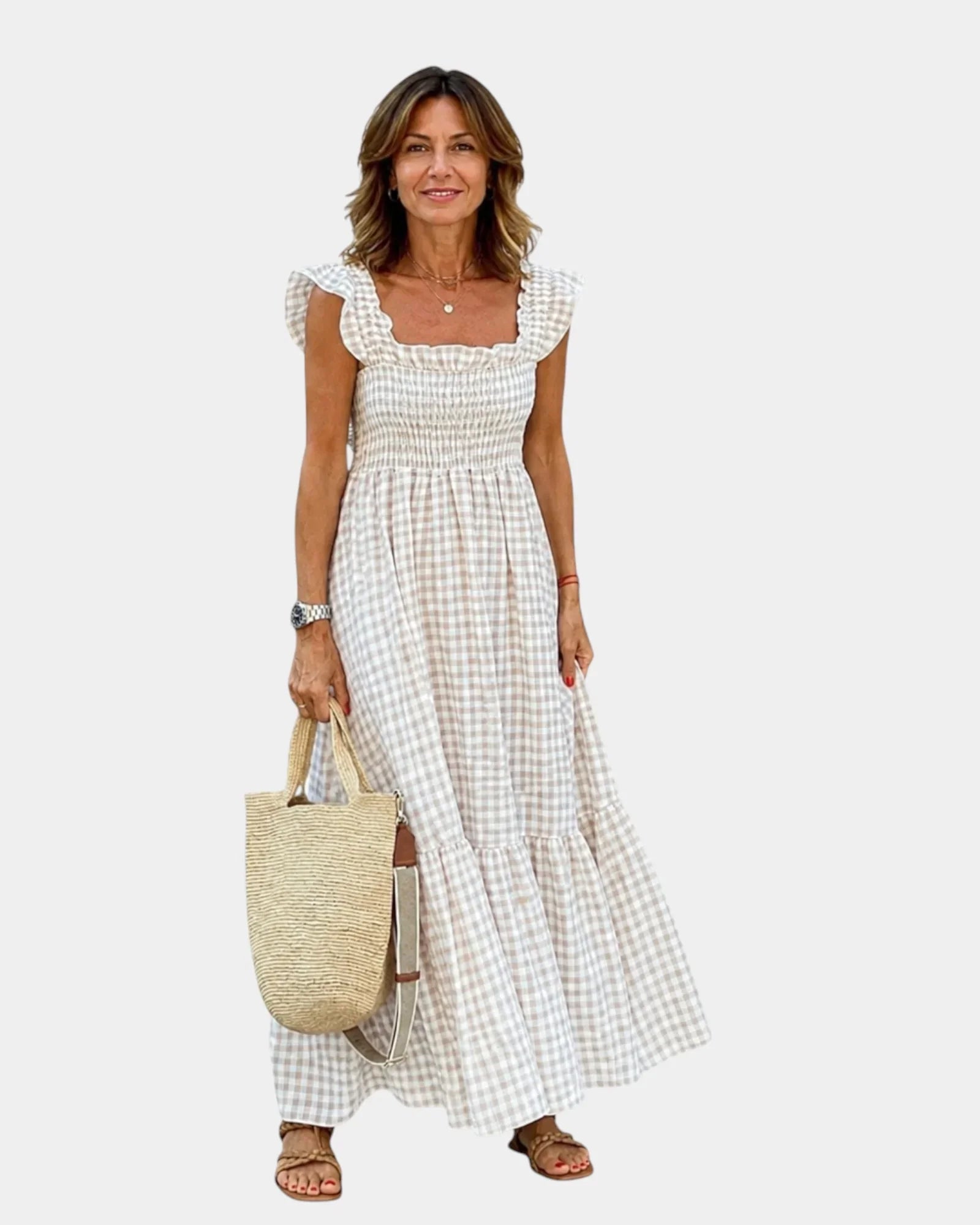 Inaëlle | Robe maxi à carreaux vintage