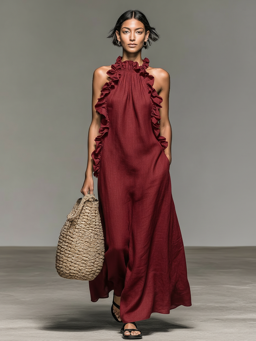 Gabrielle | Robe maxi fluide à volants
