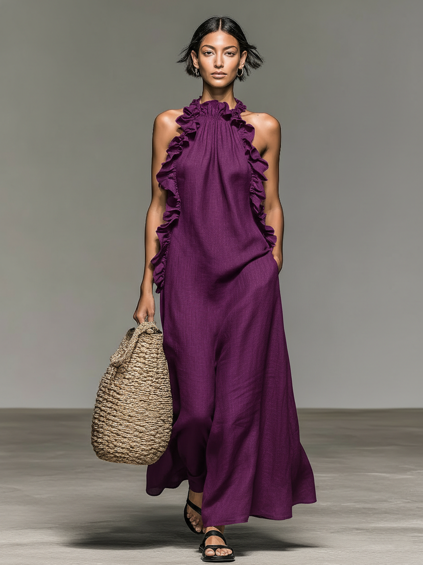Gabrielle | Robe maxi fluide à volants