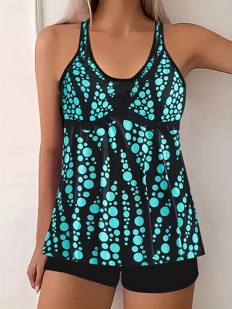 Jade | Ensemble de tankini avec motif de bulles qui couvre le ventre