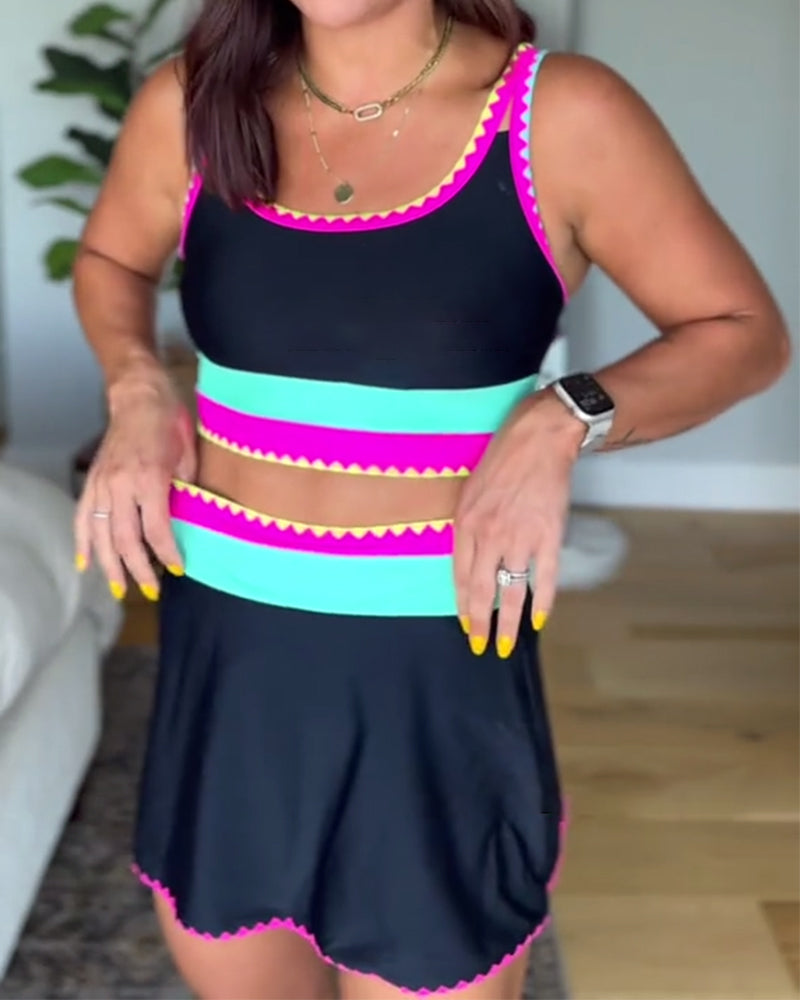 Myra | Élégant maillot de bain trois pièces avec blocs de couleur