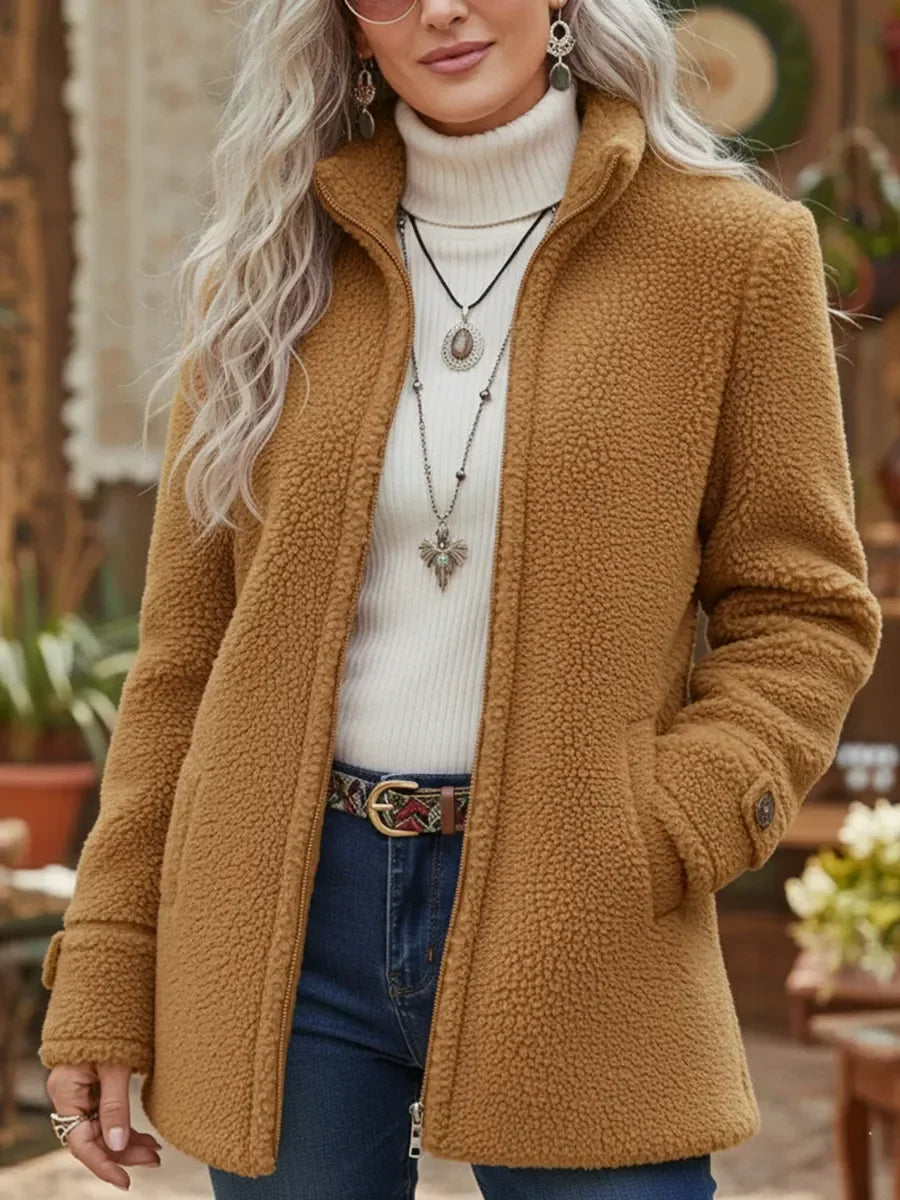 Lise | manteau intermédiaire doux avec fermeture éclair