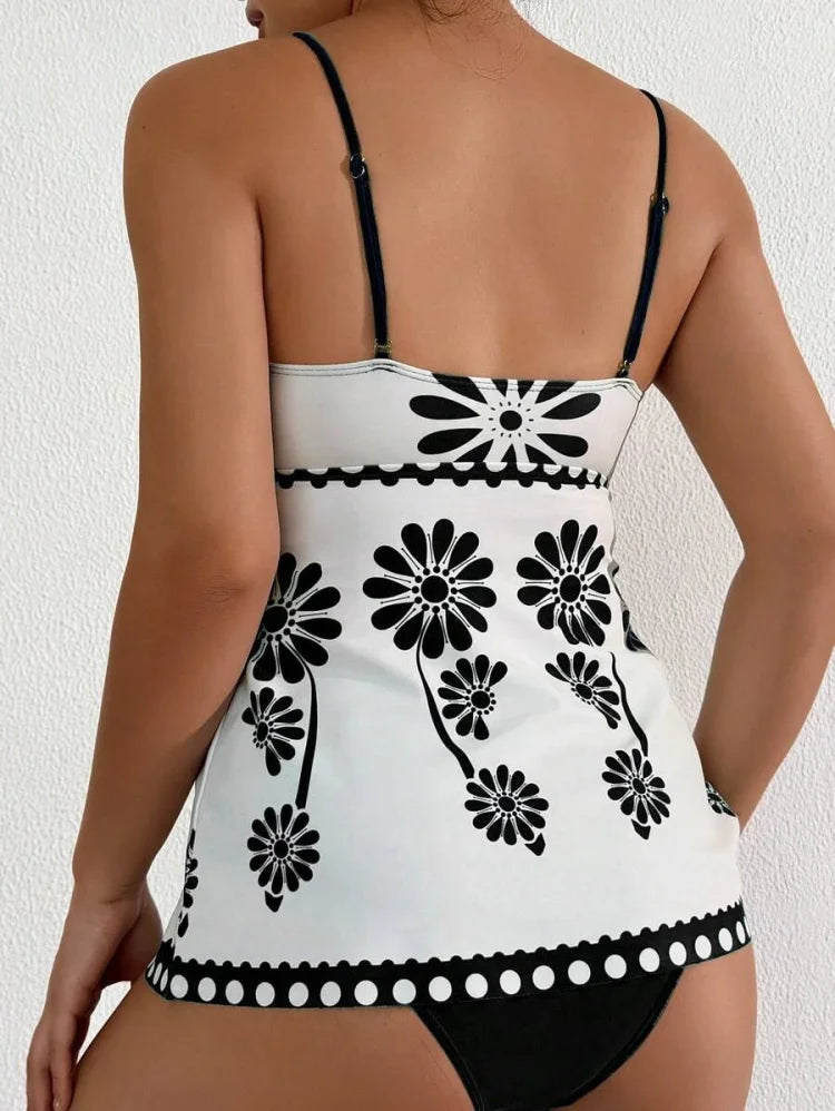 Margarita | Ensemble tankini avec imprimé de marguerites qui couvre le ventre