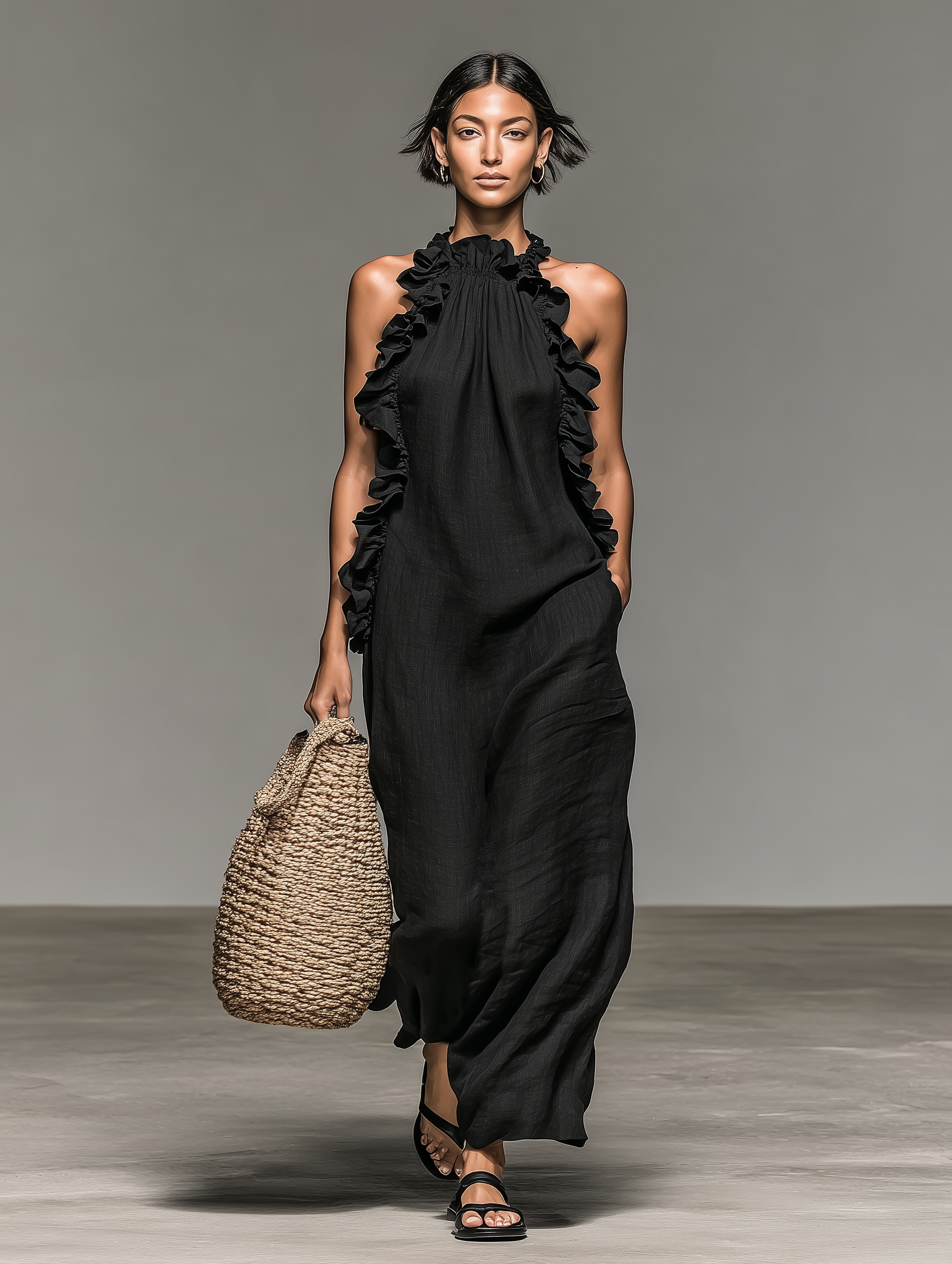 Gabrielle | Robe maxi fluide à volants