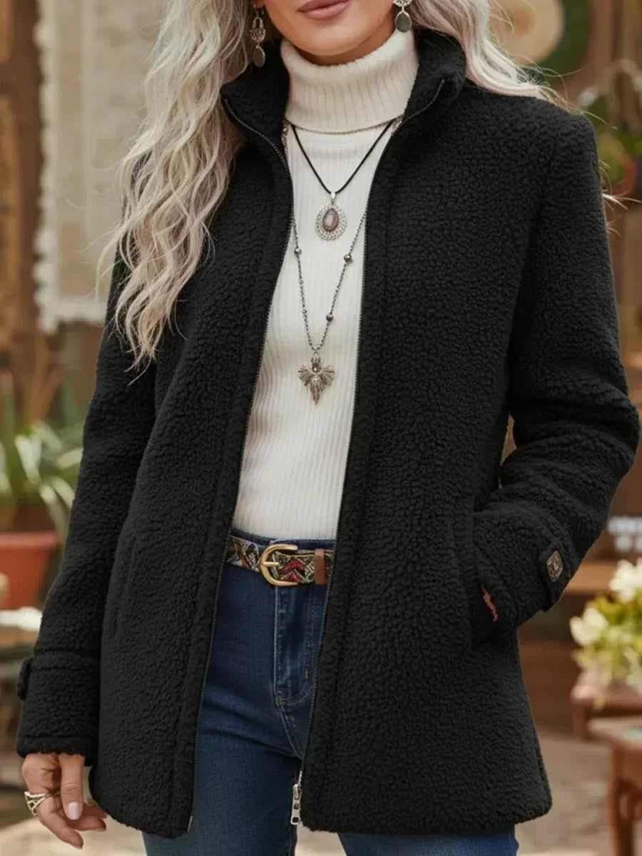 Lise | manteau intermédiaire doux avec fermeture éclair
